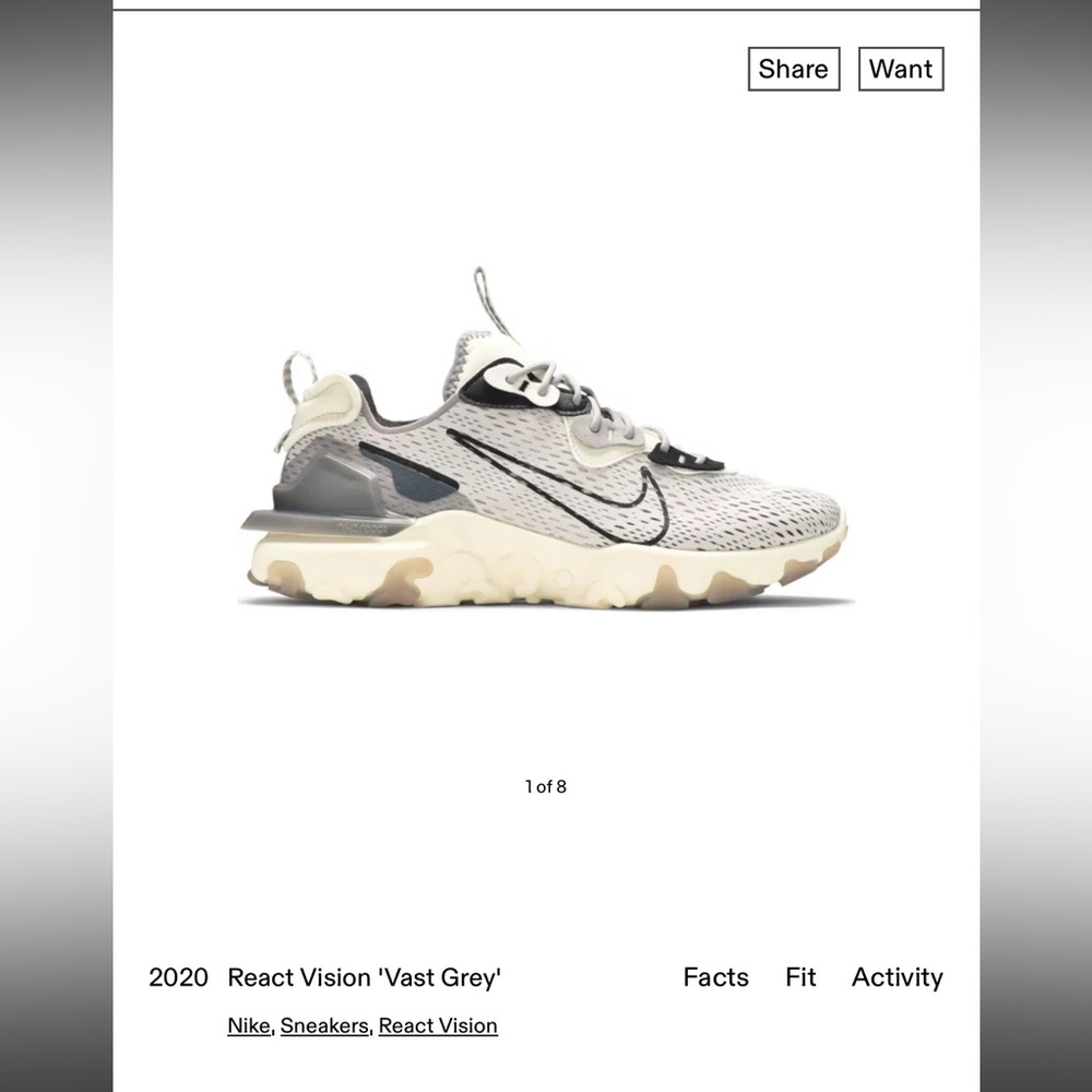Nike React Vision Vast Grey size 11